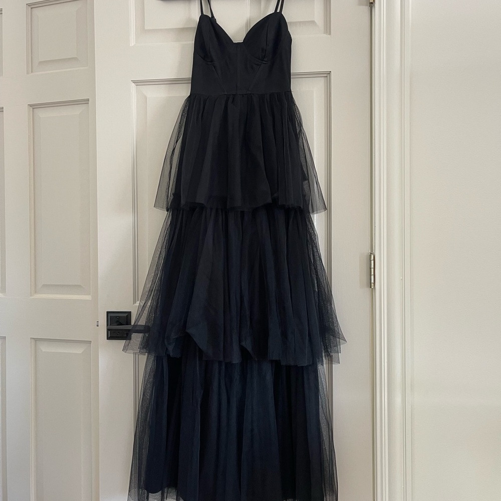 Lulu black tulle maxi dress size xs